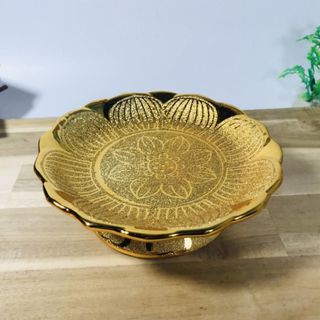 Dĩa gốm sứ mạ kim sa đựng trái cây Tâm Pháp