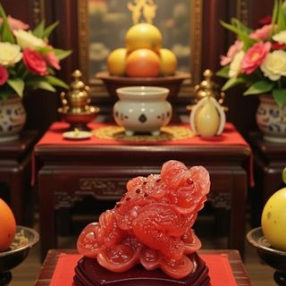 Thiềm Thừ Cóc Ba Chân Ngậm Tiền Đỏ Cao 8cm Chất Liệu Đá Kích Thước 17cm Trọng Lượng 600g Linh Vật Chiêu Tài May Mắn Phú Quý Bình An Sản Phẩm Việt Nam