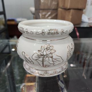 Bộ Thờ Cúng Lư Hương, Đĩa Trái Cây, Bình Hoa, Áng 5, Áng 3 Bạch Ngọc Sen Trắng