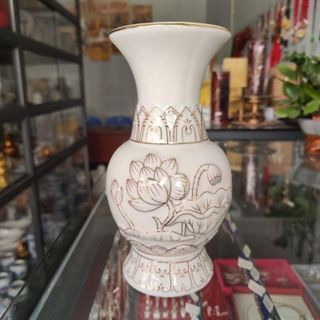 Bộ Thờ Cúng Lư Hương, Đĩa Trái Cây, Bình Hoa, Áng 5, Áng 3 Bạch Ngọc Sen Trắng