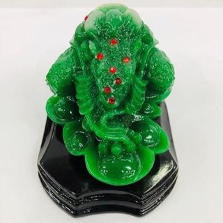 Thiềm Thừ Cóc Ba Chân Ngậm Tiền Xanh Cao 8cm Chất Liệu Đá Kích Thước 17cm Trọng Lượng 600g Linh Vật Chiêu Tài May Mắn Phú Quý Bình An Sản Phẩm Việt Nam