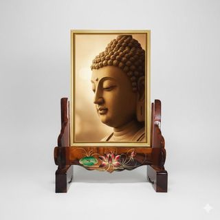 Khung Gỗ Đặt Ảnh Thờ Khắc Nổi Hoa Sen Cỡ 50cm Tâm Pháp Gỗ Tràm Thay Đổi Kích Thước Dễ Dàng Sử Dụng Chất Liệu Gỗ Tràm Hoa Sen Nổi Sang Trọng