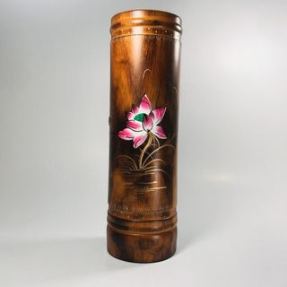 Ống Đựng Nhang Gỗ Tràm Họa Tiết Hoa Sen Bền Chục Năm Uy Tín Trang Trọng Chiều Cao 26cm Ngang 7cm Dùng Trên Bàn Thờ Chất Liệu Bền Bỉ