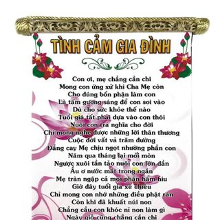 Tranh Thư Pháp Tình Cảm Gia Đình Kích Thước 57cm x 35cm Chất Liệu Phim Nhựa Với 2 Đầu Gỗ Chống Trầy Chống Biến Dạng Tặng Quà Ý Nghĩa Cho Người Thân Bạn Bè