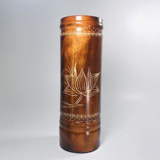 Ống Đựng Nhang Gỗ Tràm Họa Tiết Hoa Sen Bền Chục Năm Uy Tín Trang Trọng Chiều Cao 26cm Ngang 7cm Dùng Trên Bàn Thờ Chất Liệu Bền Bỉ
