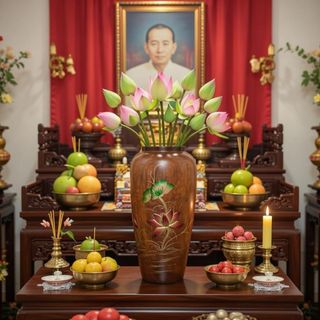 Bình Bông Gỗ Tràm Việt Nam Kích Thước 13cm x 25cm Sơn PU Chống Mối Mọt Trang Trí Bông Hoa Cắm Bông Cúng Phật Chất Liệu Gỗ Tràm Xuất Xứ Việt Nam