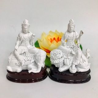 Tượng Ngài Văn Thù Bồ Tát Sơn Đồng Cao 10cm Đá Ép Chắc Chắn Độ Bền Cao Màu Sắc Tươi Sáng Bề Mặt Mịn Xử Lý Kỹ Nước Sơn Chất Lượng Cao Không Phai Màu Dễ Lau Chùi