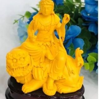 Tượng Ngài Văn Thù Bồ Tát Sơn Đồng Cao 10cm Đá Ép Chắc Chắn Độ Bền Cao Màu Sắc Tươi Sáng Bề Mặt Mịn Xử Lý Kỹ Nước Sơn Chất Lượng Cao Không Phai Màu Dễ Lau Chùi