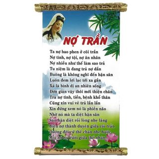 Tranh Thư Pháp Nợ Trần Kích Thước 57cm x 35cm Chất Liệu Phim Nhựa 2 Đầu Gỗ Chống Trầy Chống Biến Dạng Trang Trí Phòng Khách Văn Phòng