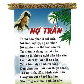 Tranh Thư Pháp Nợ Trần Kích Thước 57cm x 35cm Chất Liệu Phim Nhựa 2 Đầu Gỗ Chống Trầy Chống Biến Dạng Trang Trí Phòng Khách Văn Phòng