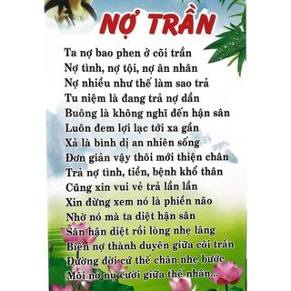 Tranh Thư Pháp Nợ Trần Kích Thước 57cm x 35cm Chất Liệu Phim Nhựa 2 Đầu Gỗ Chống Trầy Chống Biến Dạng Trang Trí Phòng Khách Văn Phòng