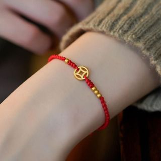 Vòng tay chỉ đỏ kim tiền tình duyên thu hút may mắn thiết kế độc đáo màu đỏ ngũ sắc mang lại tình duyên và may mắn cho người sử dụng sản phẩm