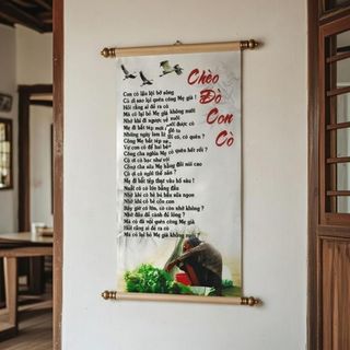Tranh chữ thư pháp Chèo Đò Con Cò trang trí tại gia đình, văn phòng