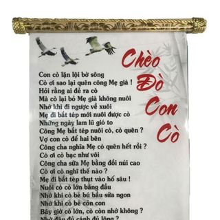 Tranh chữ thư pháp Chèo Đò Con Cò trang trí tại gia đình, văn phòng