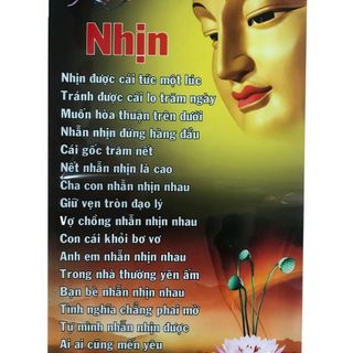Tranh Thư Pháp Nhịn Kích Thước 57cmx35cm Chất Liệu Phim Nhựa Gỗ Chống Trầy Biến Dạng Tặng Người Thân Bạn Bè Trang Trí Gia Đình Văn Phòng