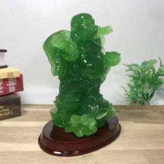 Tượng Ngài Di Lặc Bồ Tát cầm hồ lô xanh cao 14cm