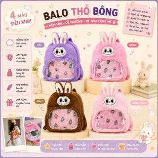 BALO HOẠT HÌNH LABUBU PHỐI KÍNH VẢI LÔNG MỀM MỊN – SIÊU XINH SIÊU HOT