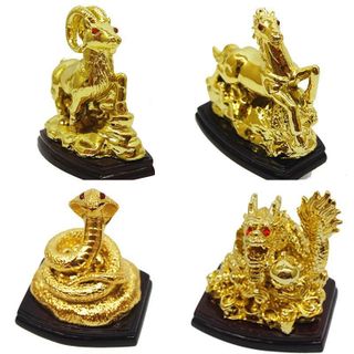 1 tượng 12 con giáp sơn si vàng