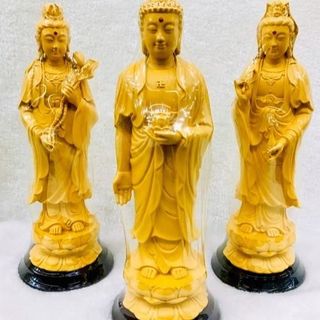 Tam Thế Phật A Di Đà Quan Thế Âm Đại Thế Chí - Bộ Ba Vị Thần Tâm Linh Bảo Vệ Và Hướng Dẫn Với Họa Tiết Sắc Nét Từ Nghệ Nhân