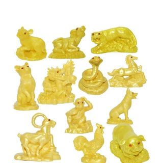 1 tượng 12 con giáp sơn nhũ vàng