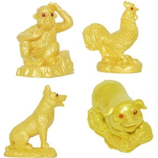1 tượng 12 con giáp sơn nhũ vàng