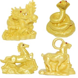 1 tượng 12 con giáp sơn nhũ vàng