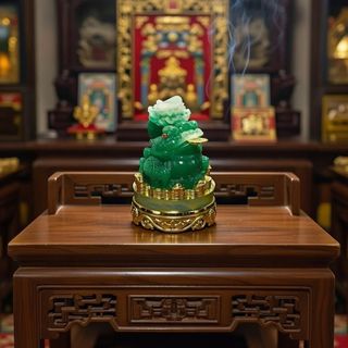 Thương Hiệu Cóc Tài Lộc Ngậm Tiền Xu Tâm Pháp - Tượng Đá Cóc Thiềm Thừ 3 Chân Chất Liệu Đá Việt Nam Màu Xanh Lá Kích Thước 17x7x8cm Trọng Lượng 600g Ý Nghĩa Phong Thủy May Mắn Tài Lộc