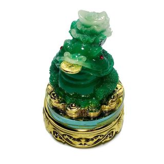 Thương Hiệu Cóc Tài Lộc Ngậm Tiền Xu Tâm Pháp - Tượng Đá Cóc Thiềm Thừ 3 Chân Chất Liệu Đá Việt Nam Màu Xanh Lá Kích Thước 17x7x8cm Trọng Lượng 600g Ý Nghĩa Phong Thủy May Mắn Tài Lộc