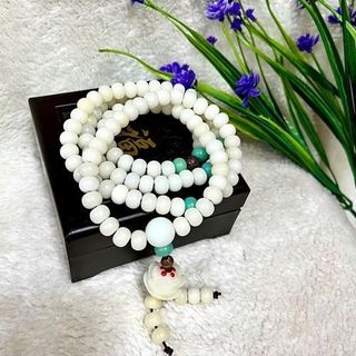 Vòng tay chuỗi hạt - chuỗi cổ 108 hạt Bạch Ngọc-Cây lá bối nhiều kích cỡ