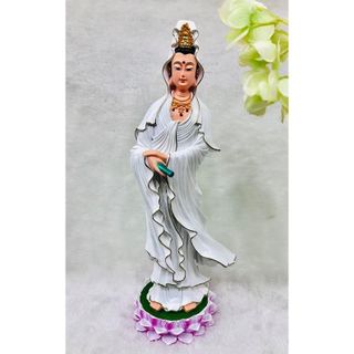 Tượng Ngài Quan Thế Âm Bồ Tát Đứng Cao 37cm Chất Liệu Đá Ép Độ Bền Cao Màu Sắc Tỉ Mỉ Có Thể Lau Chùi Vệ Sinh Dễ Dàng
