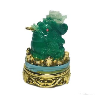 Thương Hiệu Cóc Tài Lộc Ngậm Tiền Xu Tâm Pháp - Tượng Đá Cóc Thiềm Thừ 3 Chân Chất Liệu Đá Việt Nam Màu Xanh Lá Kích Thước 17x7x8cm Trọng Lượng 600g Ý Nghĩa Phong Thủy May Mắn Tài Lộc