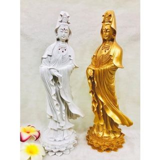 Tượng Ngài Quan Thế Âm Bồ Tát Đứng Cao 37cm Chất Liệu Đá Ép Độ Bền Cao Màu Sắc Tỉ Mỉ Có Thể Lau Chùi Vệ Sinh Dễ Dàng