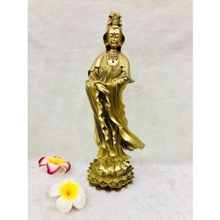 Tượng Ngài Quan Thế Âm Bồ Tát Đứng Cao 37cm Chất Liệu Đá Ép Độ Bền Cao Màu Sắc Tỉ Mỉ Có Thể Lau Chùi Vệ Sinh Dễ Dàng