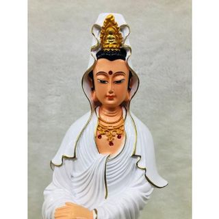 Tượng Ngài Quan Thế Âm Bồ Tát Đứng Cao 37cm Chất Liệu Đá Ép Độ Bền Cao Màu Sắc Tỉ Mỉ Có Thể Lau Chùi Vệ Sinh Dễ Dàng
