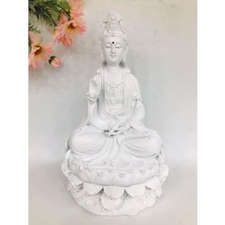 Tượng Ngài Quan Thế Âm Bồ Tát ngồi cao 30cm chất liệu bột đá nhựa poly cao cấp sơn màu tỉ mỉ nhiều mẫu lựa chọn