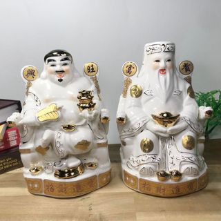 Bộ tượng hai ông Thần Tài Thổ Địa sứ tráng men trắng đặt bàn thờ-Nhiều mẫu