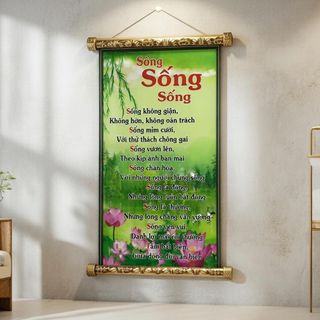 Tranh chữ thư pháp Sống Sống Sống trang trí tại gia đình, văn phòng