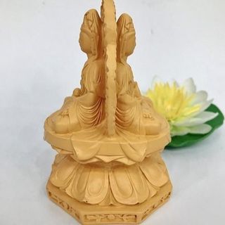 Tượng Ngài Quan Thế Âm 2 Mặt Để Xe An Tâm Làm An Cao 10cm Sơn Nhũ Vàng Chất Liệu Bột Đá Nhựa Poly Cao Cấp Kích Thước 10cm Ngang 7cm Văn Hóa Phật Giáo