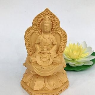 Tượng Ngài Quan Thế Âm 2 Mặt Để Xe An Tâm Làm An Cao 10cm Sơn Nhũ Vàng Chất Liệu Bột Đá Nhựa Poly Cao Cấp Kích Thước 10cm Ngang 7cm Văn Hóa Phật Giáo