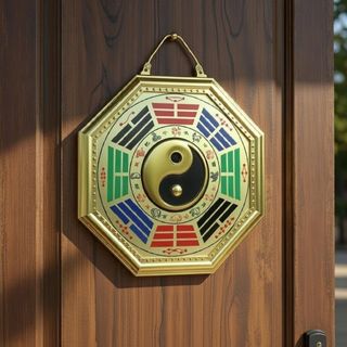 Bát Quái Phong Thủy Âm Dương Gương Hợp Kim 2 Loại Cao 18cm & 15cm Bảo Vệ May Mắn Hóa Giải Hướng Nhà Tốt Và Tốt Chất Liệu Hợp Kim Hình 8 Quẻ Càn Đoài Ly Chấn Tốn Khảm Cấn Khôn
