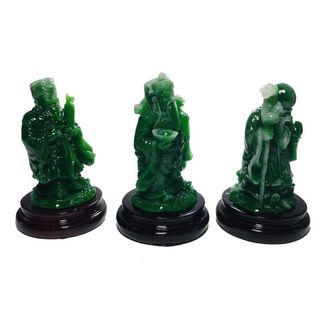 Bộ tượng Tam Đa, Ba ông Phúc - Lộc - Thọ xanh ngọc có đế cao 9cm