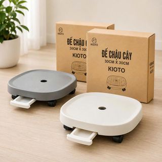 Đế Chậu Cây Màu Trắng + Xám 33cm Full Vat