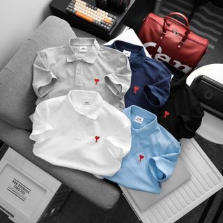 Áo thun polo nam. Len cổ tròn. Chất len xoắn thừng xịn thêu logo ngựa.