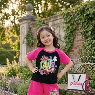 [Sỉ ri] - Bộ đồ So Cute Cotton 100% Tay ngắn, quần short size Nhí dành cho bé gái Doreme - D6078 giá sỉ - giá bán buôn