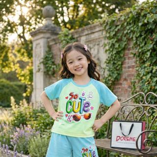 [Sỉ ri] - Bộ đồ So Cute Cotton 100% Tay ngắn, quần short size Nhí dành cho bé gái Doreme - D6078 giá sỉ - giá bán buôn