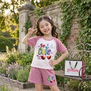 [Sỉ ri] - Bộ đồ So Cute Cotton 100% Tay ngắn, quần short size Nhí dành cho bé gái Doreme - D6078 giá sỉ - giá bán buôn