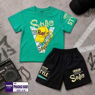 [Sỉ ri] - Bộ đồ Play V Style Cotton 100% Tay ngắn, quần short size Đại dành cho bé trai Yoko- Y6061 giá sỉ - giá bán buôn