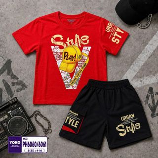 [Sỉ ri] - Bộ đồ Play V Style Cotton 100% Tay ngắn, quần short size Đại dành cho bé trai Yoko- Y6061 giá sỉ - giá bán buôn