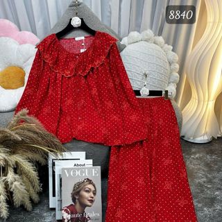 BỘ TOLE DÀI CỔ BÈO THÊU VIỀN CAO CẤP LONA (8840)