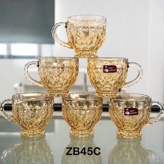 BỘ 6 LY THỦY TINH MÀU HỔ PHÁCH CÓ QUAI RED CHERRY ZB45C (T12)